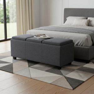 HomeRoots 42" Elegant Dark Brown & Slate Gray Upholstered Storage Ottoman - Multi-Functional Seating Solution 640230
