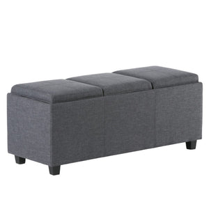 HomeRoots 42" Elegant Dark Brown & Slate Gray Upholstered Storage Ottoman - Multi-Functional Seating Solution 640230