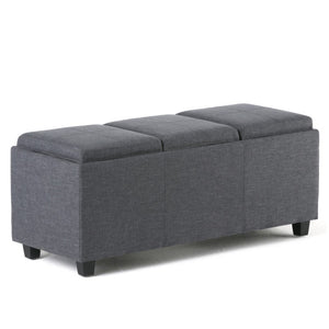 HomeRoots 42" Elegant Dark Brown & Slate Gray Upholstered Storage Ottoman - Multi-Functional Seating Solution 640230