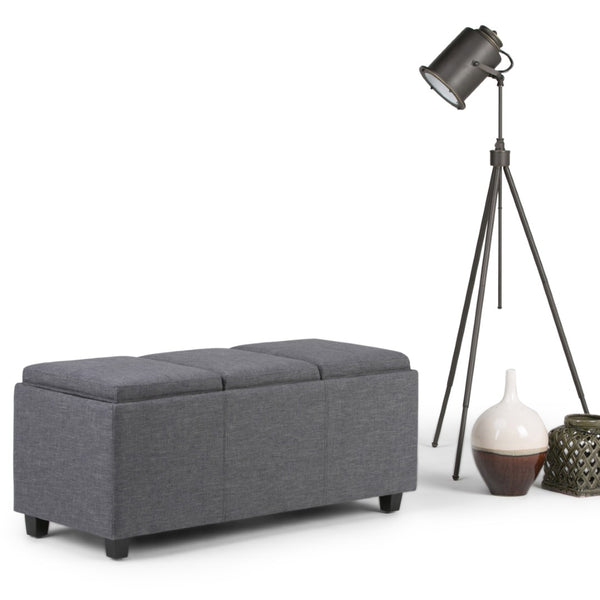 HomeRoots 42" Elegant Dark Brown & Slate Gray Upholstered Storage Ottoman - Multi-Functional Seating Solution 640230