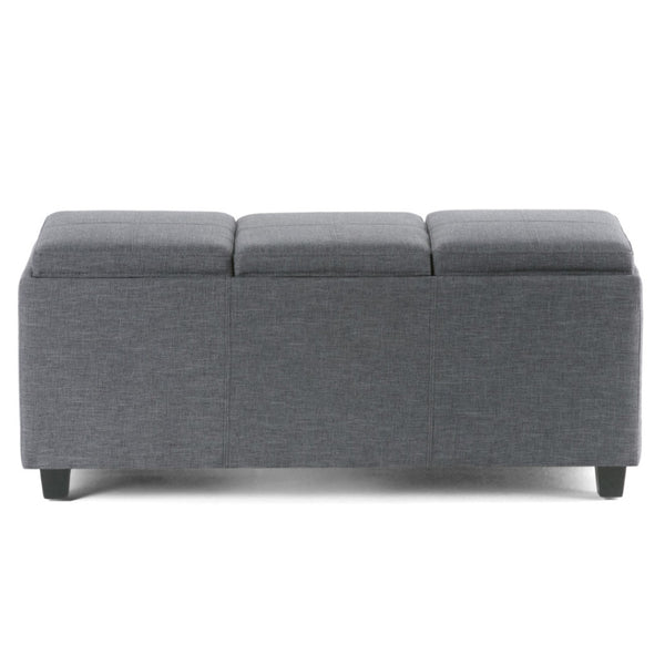 HomeRoots 42" Elegant Dark Brown & Slate Gray Upholstered Storage Ottoman - Multi-Functional Seating Solution 640230