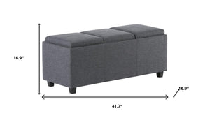 HomeRoots 42" Elegant Dark Brown & Slate Gray Upholstered Storage Ottoman - Multi-Functional Seating Solution 640230