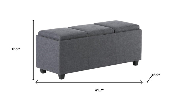 HomeRoots 42" Elegant Dark Brown & Slate Gray Upholstered Storage Ottoman - Multi-Functional Seating Solution 640230