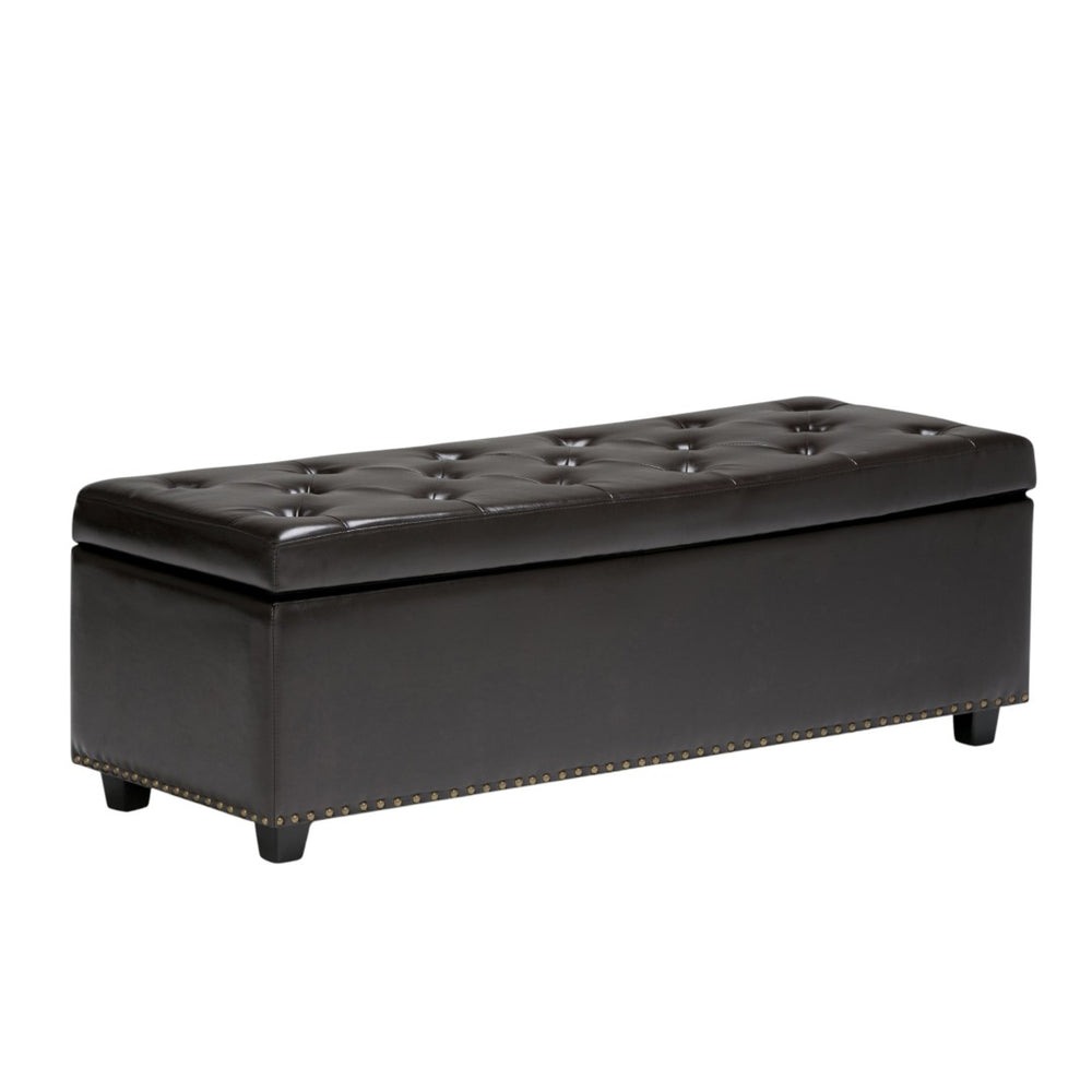 HomeRoots 48" Stylish Dark Brown & Coffee Upholstered Storage Ottoman - Multi-Functional Seating & Hidden Storage 640231