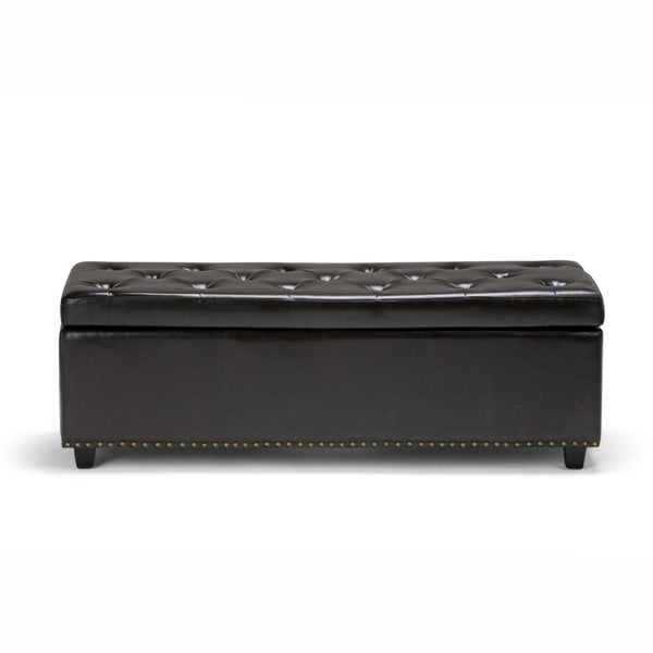HomeRoots 48" Stylish Dark Brown & Coffee Upholstered Storage Ottoman - Multi-Functional Seating & Hidden Storage 640231