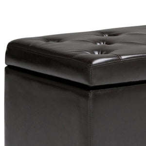 HomeRoots 48" Stylish Dark Brown & Coffee Upholstered Storage Ottoman - Multi-Functional Seating & Hidden Storage 640231