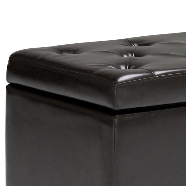 HomeRoots 48" Stylish Dark Brown & Coffee Upholstered Storage Ottoman - Multi-Functional Seating & Hidden Storage 640231