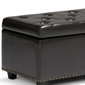 HomeRoots 48" Stylish Dark Brown & Coffee Upholstered Storage Ottoman - Multi-Functional Seating & Hidden Storage 640231