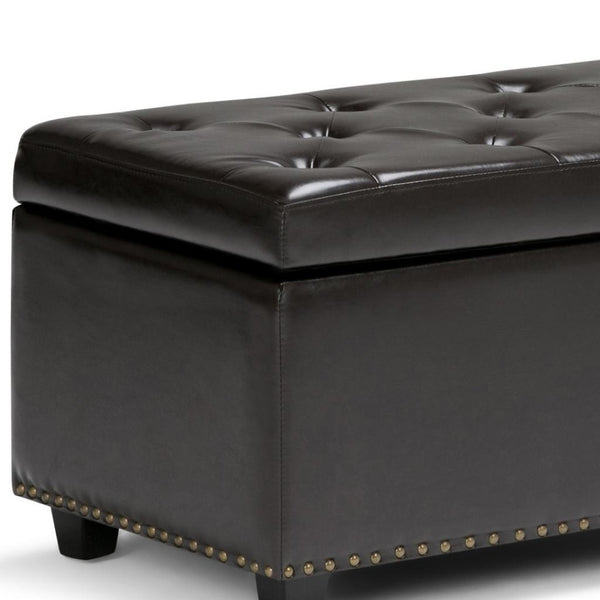 HomeRoots 48" Stylish Dark Brown & Coffee Upholstered Storage Ottoman - Multi-Functional Seating & Hidden Storage 640231