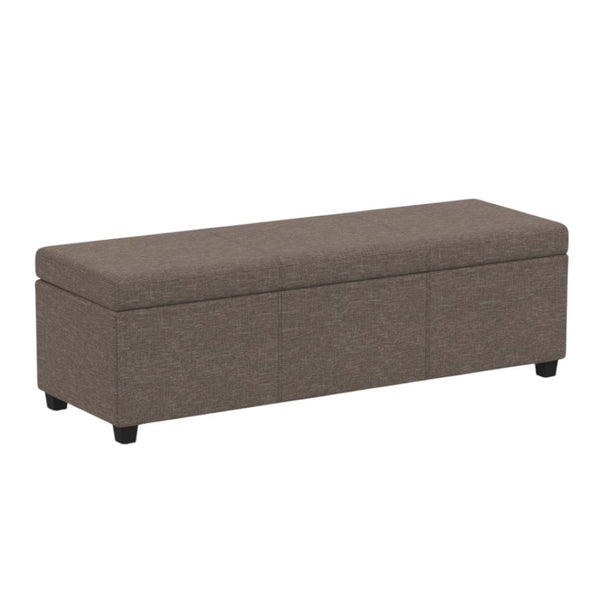 HomeRoots 54" Stylish Dark Brown and Fawn Upholstery Storage Ottoman - Versatile Seating and Hidden Storage Solution 640232
