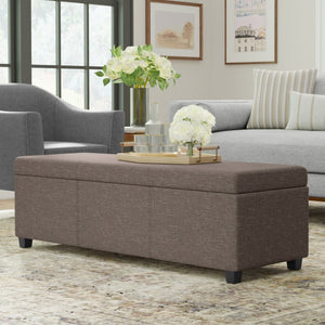 HomeRoots 54" Stylish Dark Brown and Fawn Upholstery Storage Ottoman - Versatile Seating and Hidden Storage Solution 640232