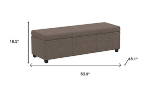 HomeRoots 54" Stylish Dark Brown and Fawn Upholstery Storage Ottoman - Versatile Seating and Hidden Storage Solution 640232