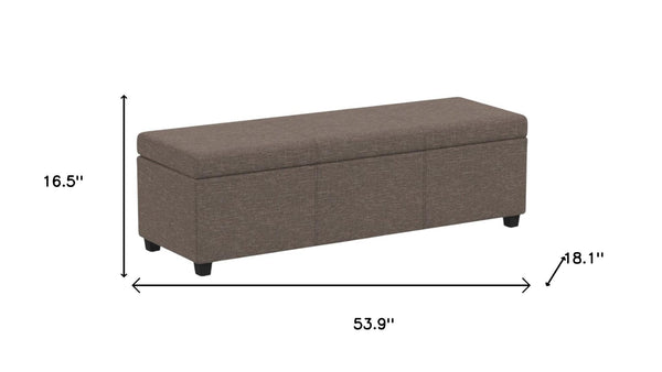 HomeRoots 54" Stylish Dark Brown and Fawn Upholstery Storage Ottoman - Versatile Seating and Hidden Storage Solution 640232