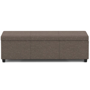 HomeRoots 54" Stylish Dark Brown and Fawn Upholstery Storage Ottoman - Versatile Seating and Hidden Storage Solution 640232