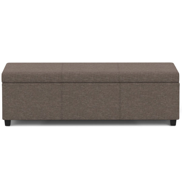HomeRoots 54" Stylish Dark Brown and Fawn Upholstery Storage Ottoman - Versatile Seating and Hidden Storage Solution 640232
