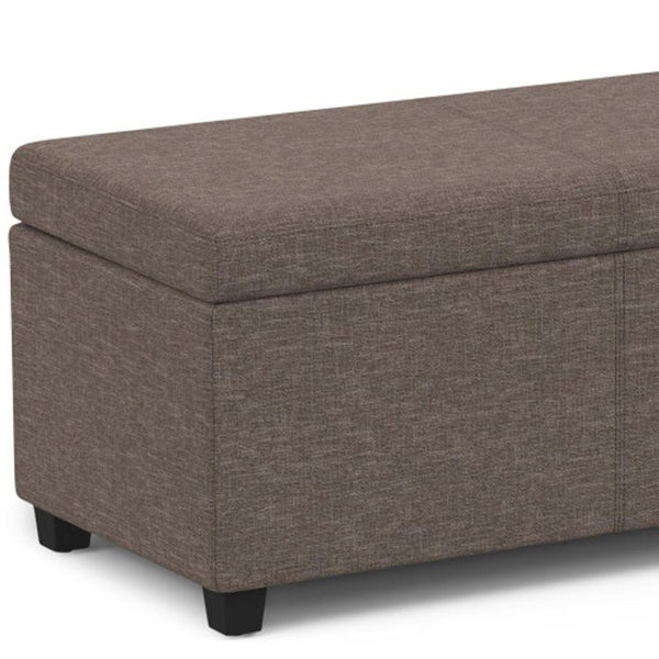HomeRoots 54" Stylish Dark Brown and Fawn Upholstery Storage Ottoman - Versatile Seating and Hidden Storage Solution 640232