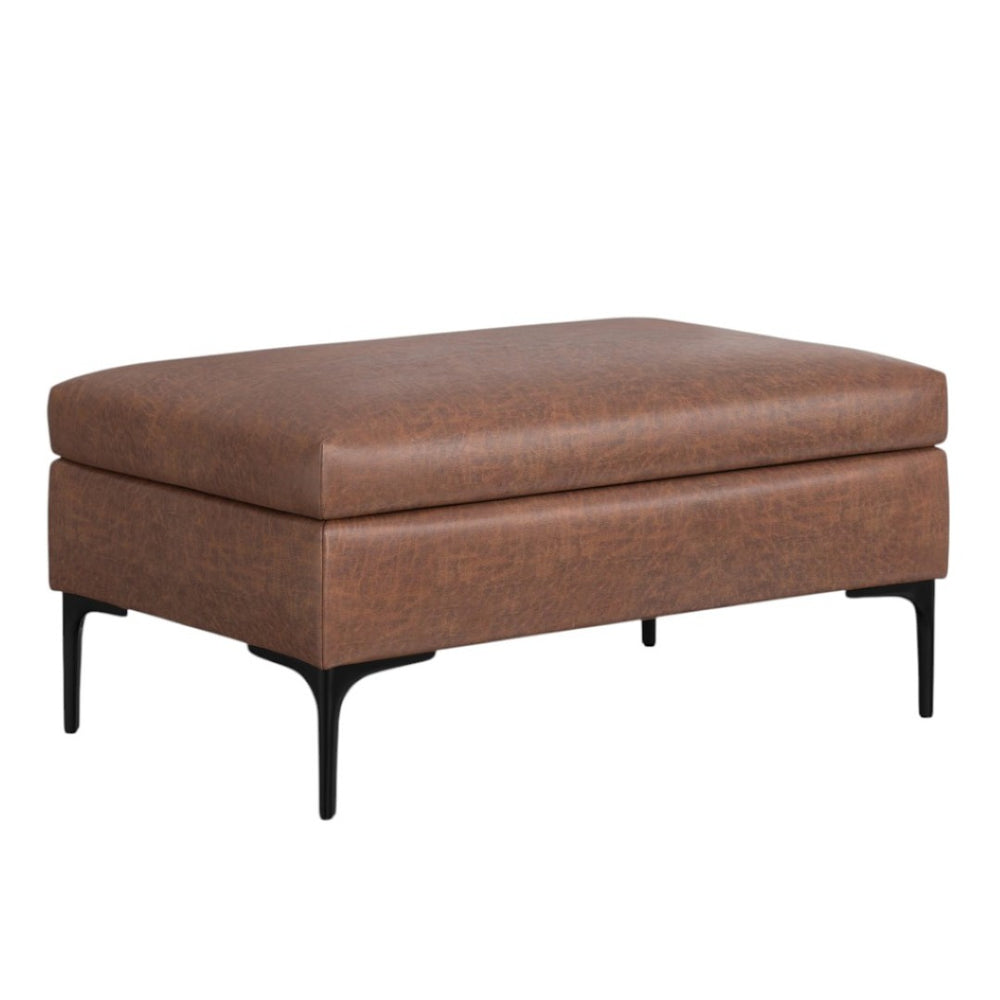 HomeRoots 36" Stylish Black and Brown Upholstery Storage Ottoman - Dual-Purpose Seating and Hidden Organizer 640233