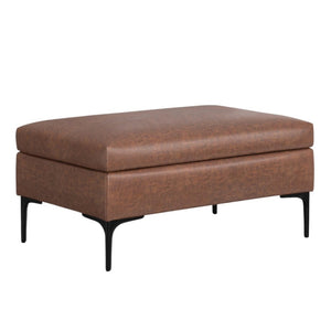 HomeRoots 36" Stylish Black and Brown Upholstery Storage Ottoman - Dual-Purpose Seating and Hidden Organizer 640233