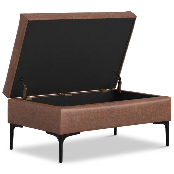 HomeRoots 36" Stylish Black and Brown Upholstery Storage Ottoman - Dual-Purpose Seating and Hidden Organizer 640233