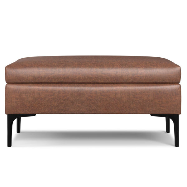HomeRoots 36" Stylish Black and Brown Upholstery Storage Ottoman - Dual-Purpose Seating and Hidden Organizer 640233