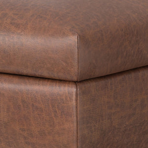 HomeRoots 36" Stylish Black and Brown Upholstery Storage Ottoman - Dual-Purpose Seating and Hidden Organizer 640233