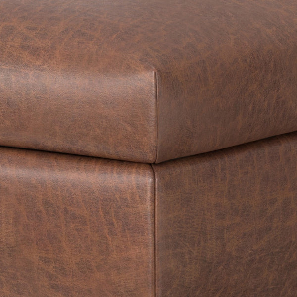 HomeRoots 36" Stylish Black and Brown Upholstery Storage Ottoman - Dual-Purpose Seating and Hidden Organizer 640233