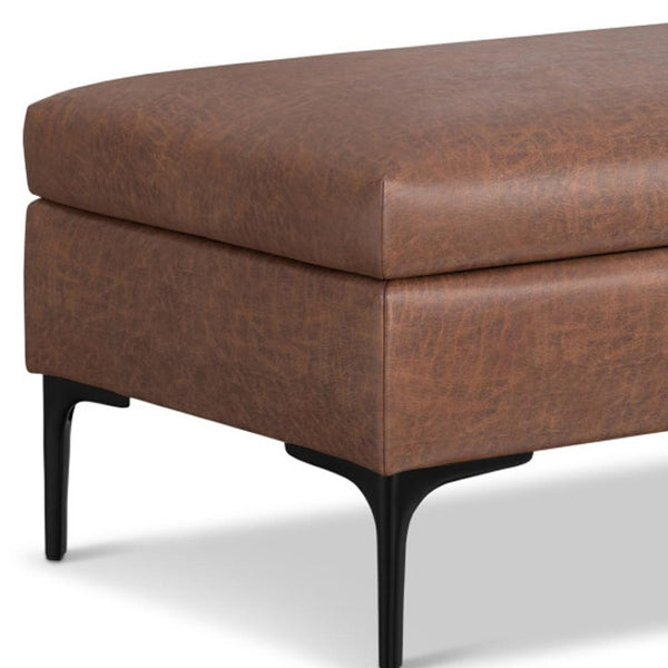 HomeRoots 36" Stylish Black and Brown Upholstery Storage Ottoman - Dual-Purpose Seating and Hidden Organizer 640233