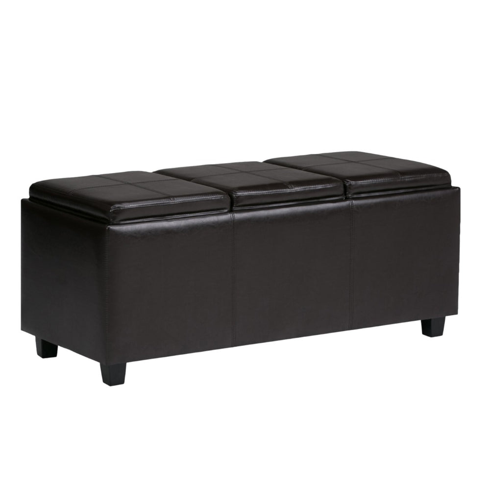 HomeRoots 42" Stylish Dark Brown Upholstered Storage Ottoman - Versatile Seating & Hidden Storage Solution 640234