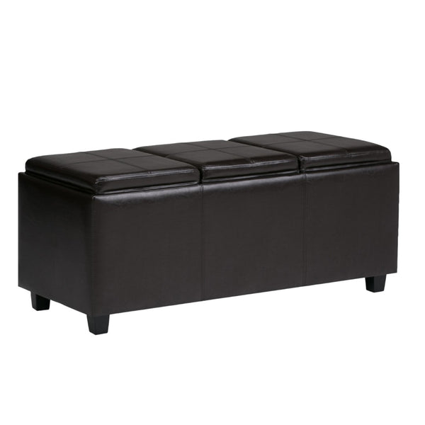 HomeRoots 42" Stylish Dark Brown Upholstered Storage Ottoman - Versatile Seating & Hidden Storage Solution 640234