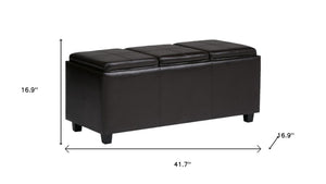 HomeRoots 42" Stylish Dark Brown Upholstered Storage Ottoman - Versatile Seating & Hidden Storage Solution 640234