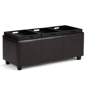 HomeRoots 42" Stylish Dark Brown Upholstered Storage Ottoman - Versatile Seating & Hidden Storage Solution 640234