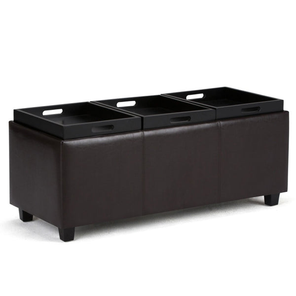 HomeRoots 42" Stylish Dark Brown Upholstered Storage Ottoman - Versatile Seating & Hidden Storage Solution 640234
