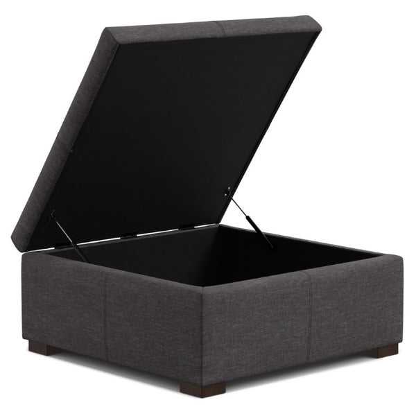36 Inch Round Storage Ottoman Tufted Upholstered Footrest with Wooden Base for Living Room