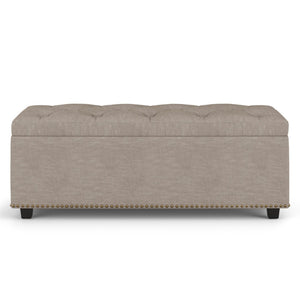 HomeRoots 44" Elegant Dark Brown and Natural Upholstered Storage Ottoman – Stylish Seating & Hidden Compartment 640236