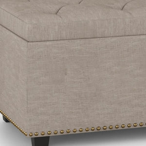 HomeRoots 44" Elegant Dark Brown and Natural Upholstered Storage Ottoman – Stylish Seating & Hidden Compartment 640236