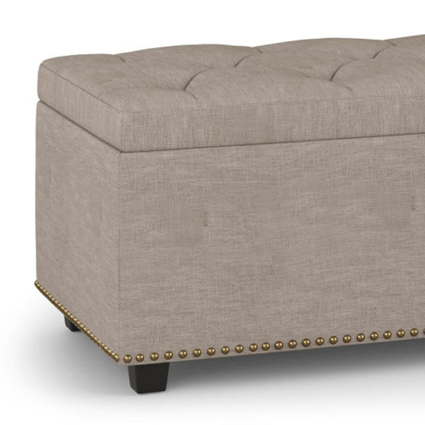HomeRoots 44" Elegant Dark Brown and Natural Upholstered Storage Ottoman – Stylish Seating & Hidden Compartment 640236