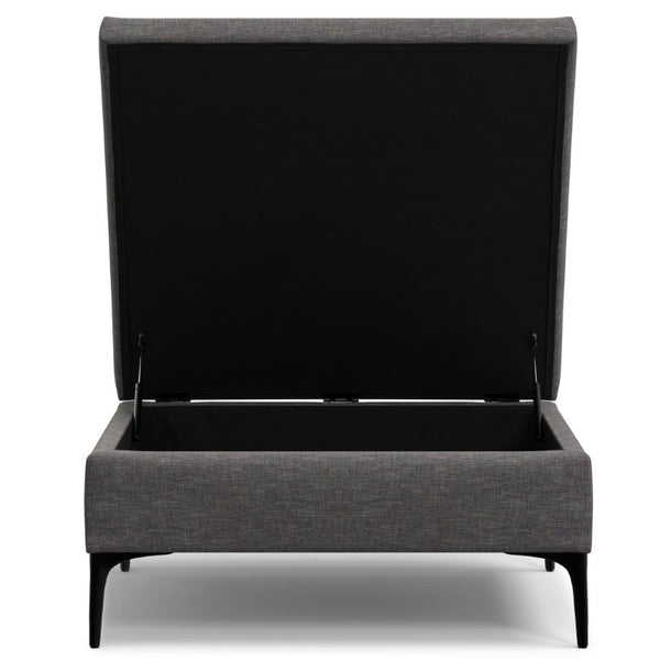 36 Inch Round Storage Ottoman Tufted Upholstered Footrest with Wooden Base for Living Room