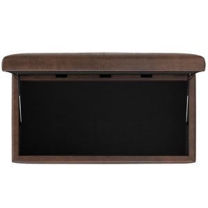 48 Inch Chestnut Walnut Finish Storage Ottoman for Living Room Seating and Organization