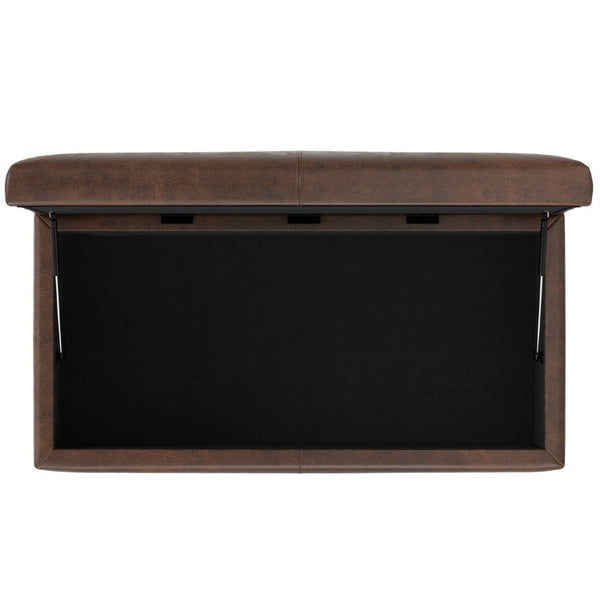 48 Inch Chestnut Walnut Finish Storage Ottoman for Living Room Seating and Organization