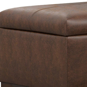 48 Inch Chestnut Walnut Finish Storage Ottoman for Living Room Seating and Organization