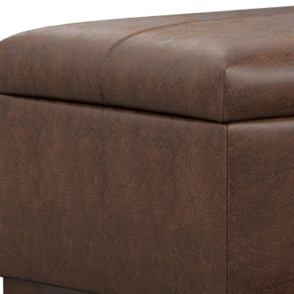 48 Inch Chestnut Walnut Finish Storage Ottoman for Living Room Seating and Organization