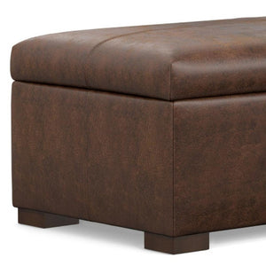48 Inch Chestnut Walnut Finish Storage Ottoman for Living Room Seating and Organization
