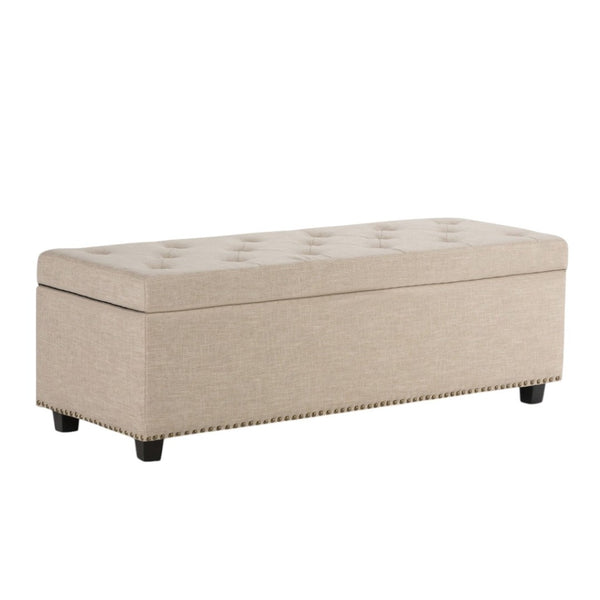 HomeRoots 48" Versatile Dark Brown Upholstered Storage Ottoman - Stylish Seating & Hidden Storage Solution 640239