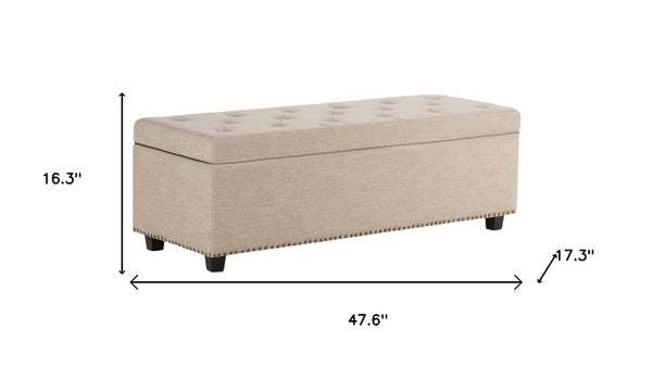 HomeRoots 48" Versatile Dark Brown Upholstered Storage Ottoman - Stylish Seating & Hidden Storage Solution 640239