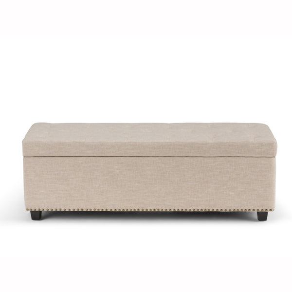 HomeRoots 48" Versatile Dark Brown Upholstered Storage Ottoman - Stylish Seating & Hidden Storage Solution 640239