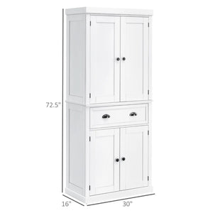 English Elm Tall Farmhouse Pantry Cabinet with Beadboard Doors Drawer and Adjustable Shelving T3971S00120