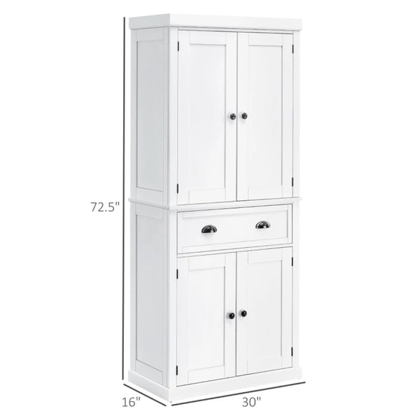 English Elm Tall Farmhouse Pantry Cabinet with Beadboard Doors Drawer and Adjustable Shelving T3971S00120