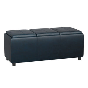 HomeRoots 42" Dark Brown & Blue Upholstered Storage Ottoman - Stylish, Multi-Functional Seating & Organizer 640240