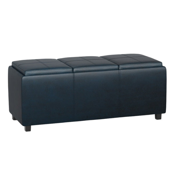 HomeRoots 42" Dark Brown & Blue Upholstered Storage Ottoman - Stylish, Multi-Functional Seating & Organizer 640240