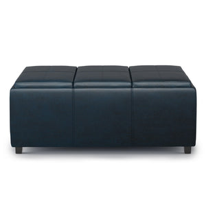 HomeRoots 42" Dark Brown & Blue Upholstered Storage Ottoman - Stylish, Multi-Functional Seating & Organizer 640240